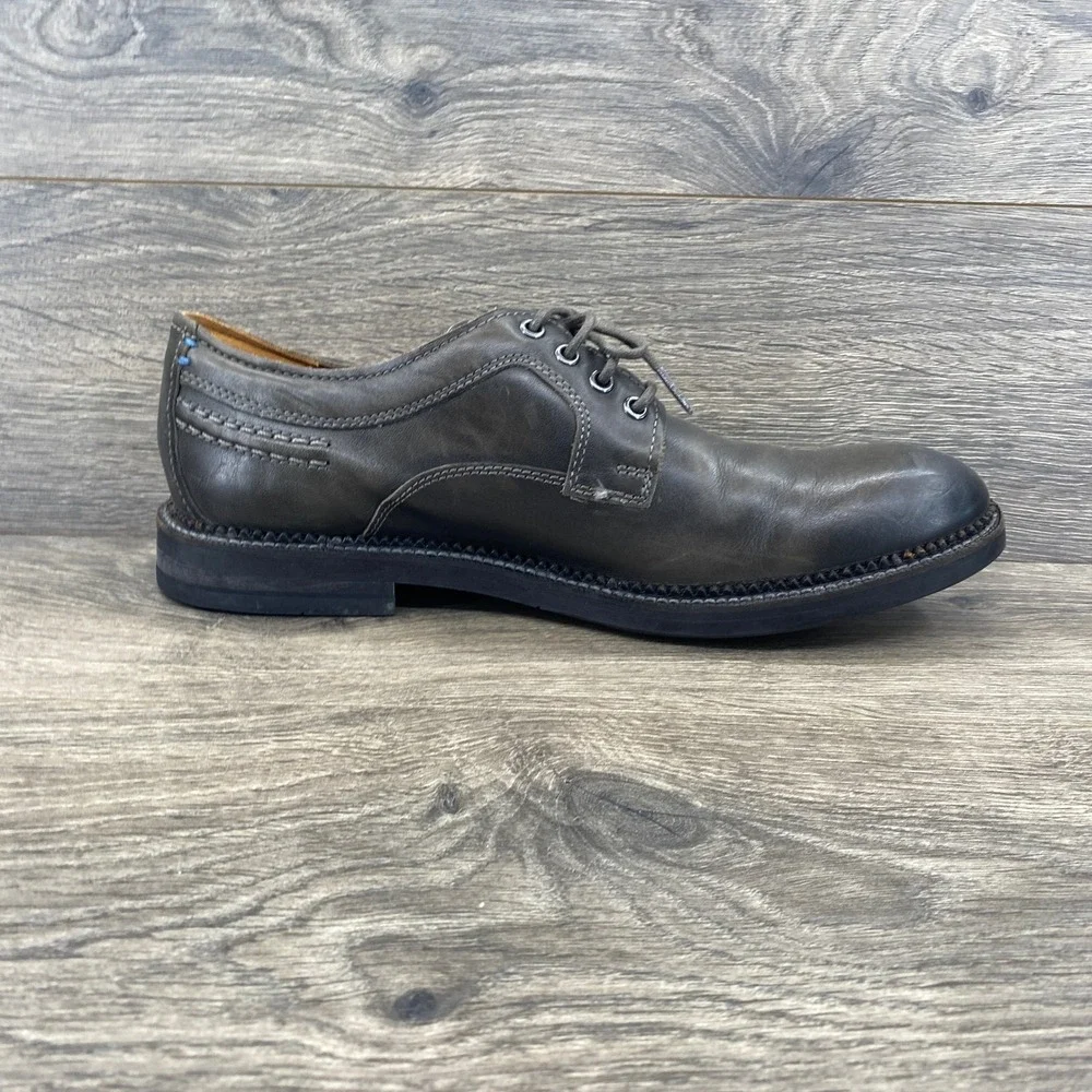 Clarks Derby Shoes Mens 10 Grey Leather Distressed Lace Up 26110632